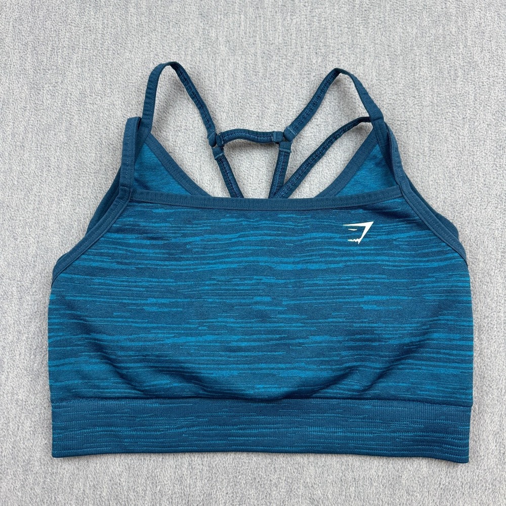 Gymshark Sports Bra Womens Medium Blue Adapt Marl Seamless Double Layer Gym Yoga